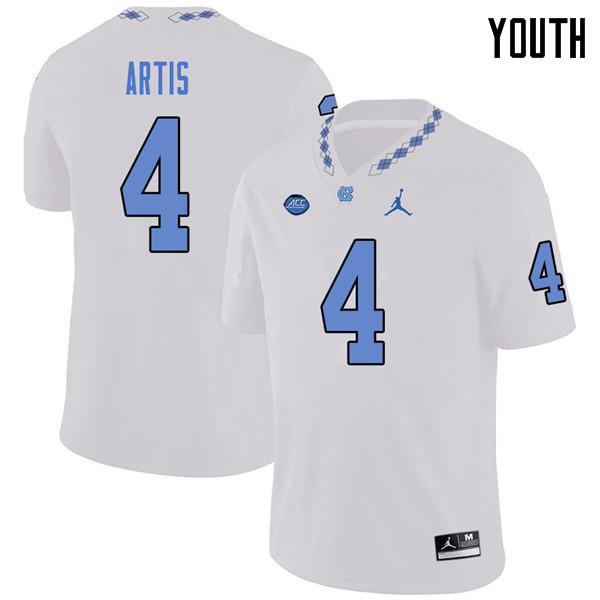 Jordan Brand Youth #4 Allen Artis North Carolina Tar Heels College Football Jerseys Sale-White